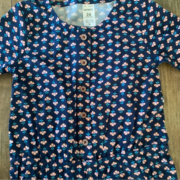 New without Tags Carters button front floral pattern long sleeve/pant romper - Picture 7 of 7